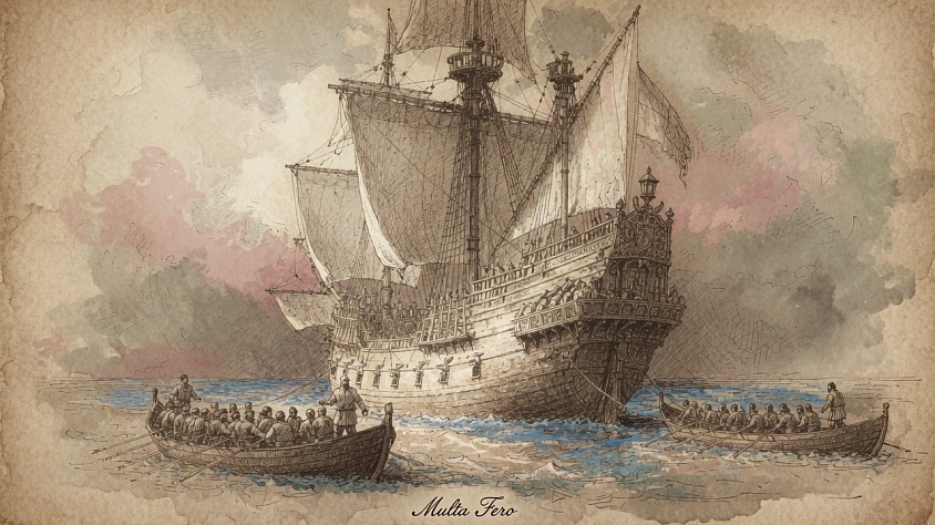 The San Pedro in a Bay of the Island Los Barbudos